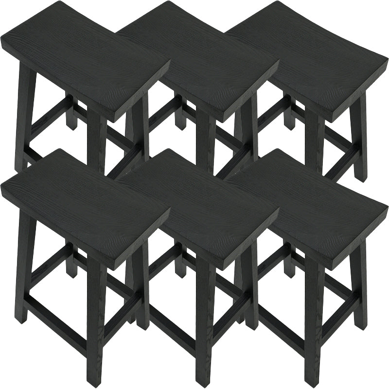 Contemporary Black Ash Solid Wood Armless Bar Stool with Footrest