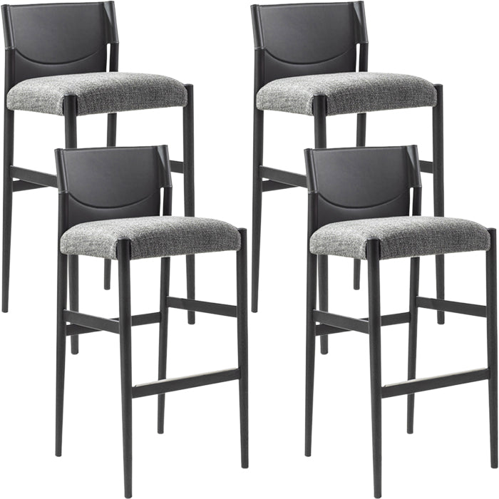 Contemporary Upholstered Armless Bar Stool with Solid Wood Legs