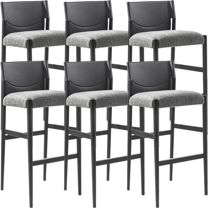 Contemporary Upholstered Armless Bar Stool with Solid Wood Legs