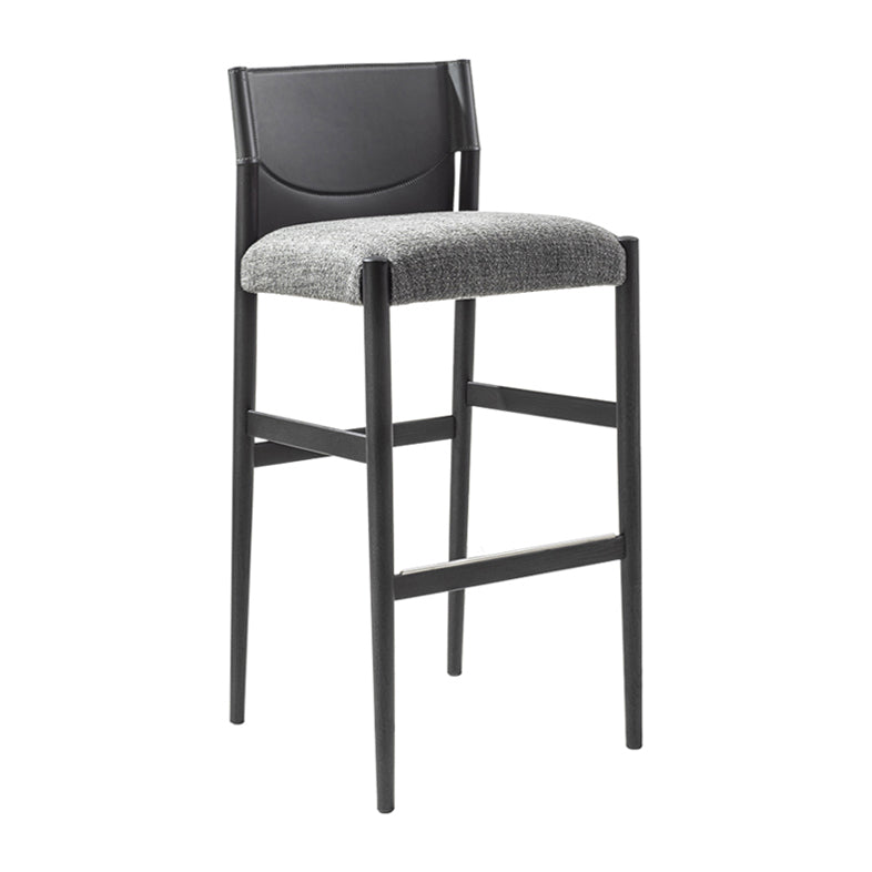 Contemporary Upholstered Armless Bar Stool with Solid Wood Legs