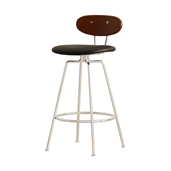 Modern Upholstered Faux Leather Low Back Bar Stools with Metal Base