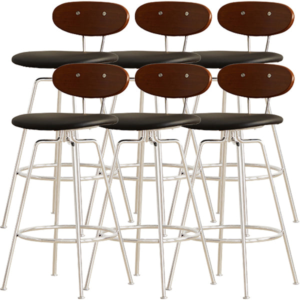 Modern Upholstered Faux Leather Low Back Bar Stools with Metal Base