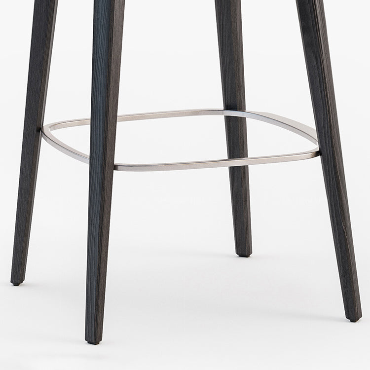 Faux Leather Upholstered Arm Bar Stool with Solid Wood Base for Home