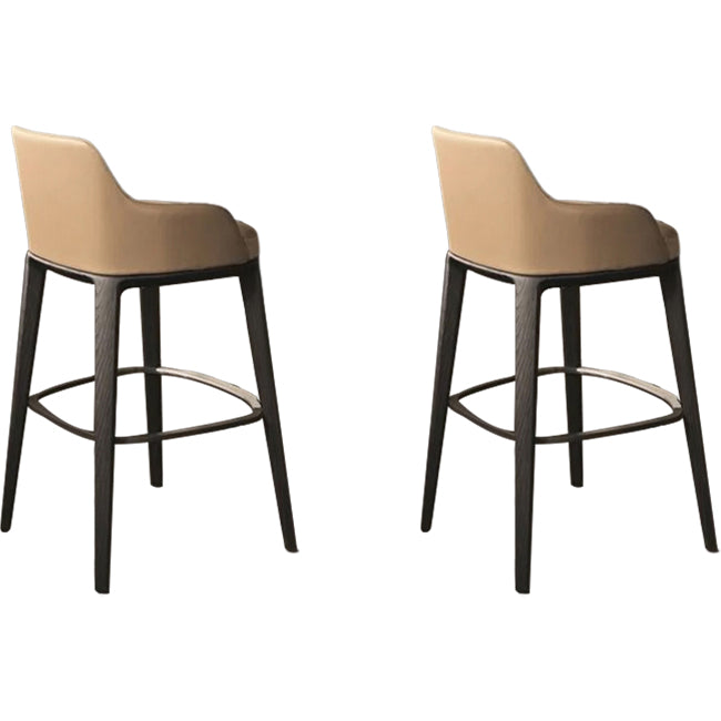 Faux Leather Upholstered Arm Bar Stool with Solid Wood Base for Home