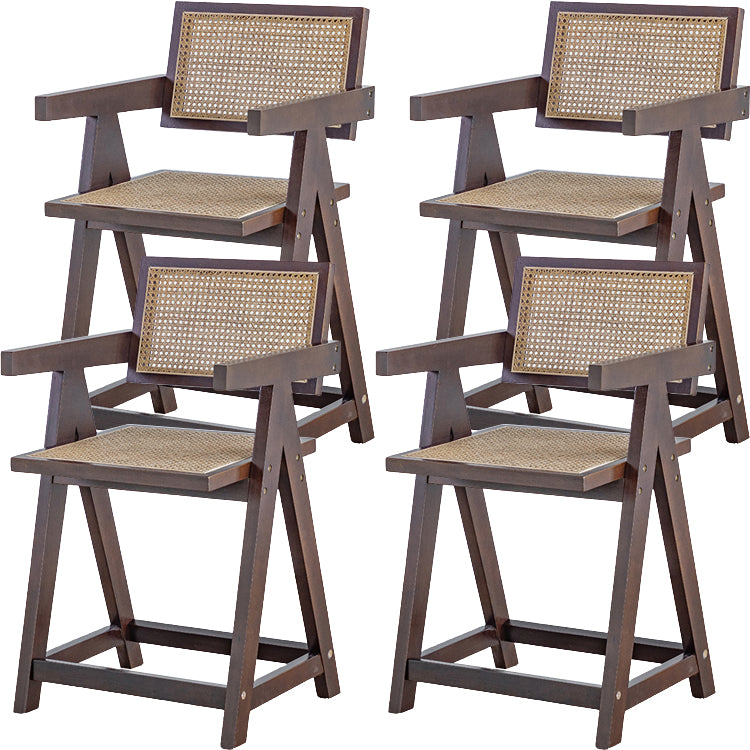 Contemporary Low Back Solid Wood Armed Bar Stool with Footrest