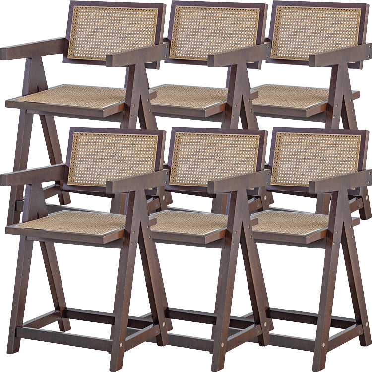 Contemporary Low Back Solid Wood Armed Bar Stool with Footrest