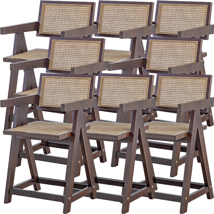 Contemporary Low Back Solid Wood Armed Bar Stool with Footrest