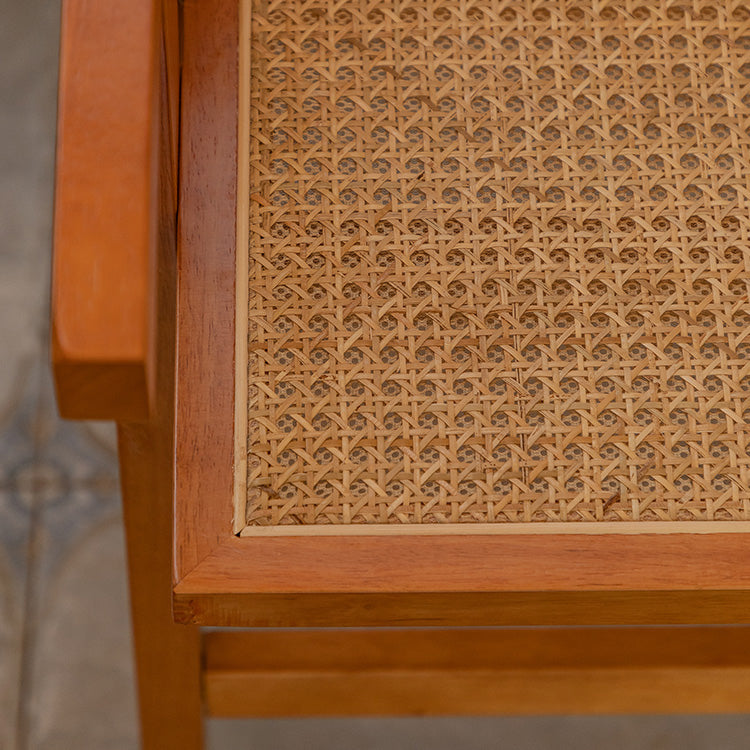 Contemporary Low Back Solid Wood Armed Bar Stool with Footrest