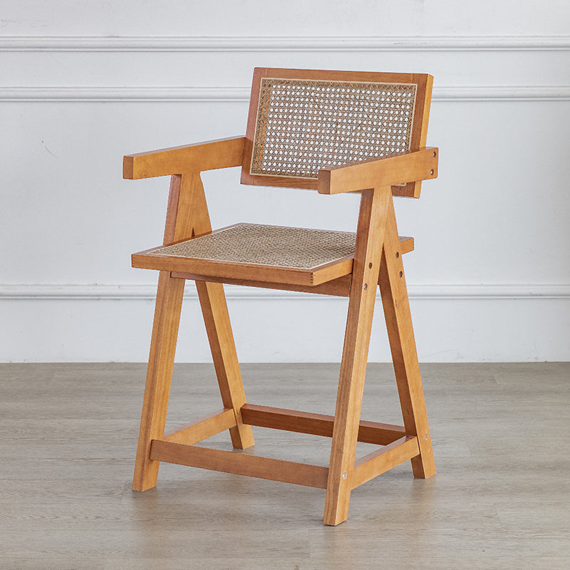 Contemporary Low Back Solid Wood Armed Bar Stool with Footrest