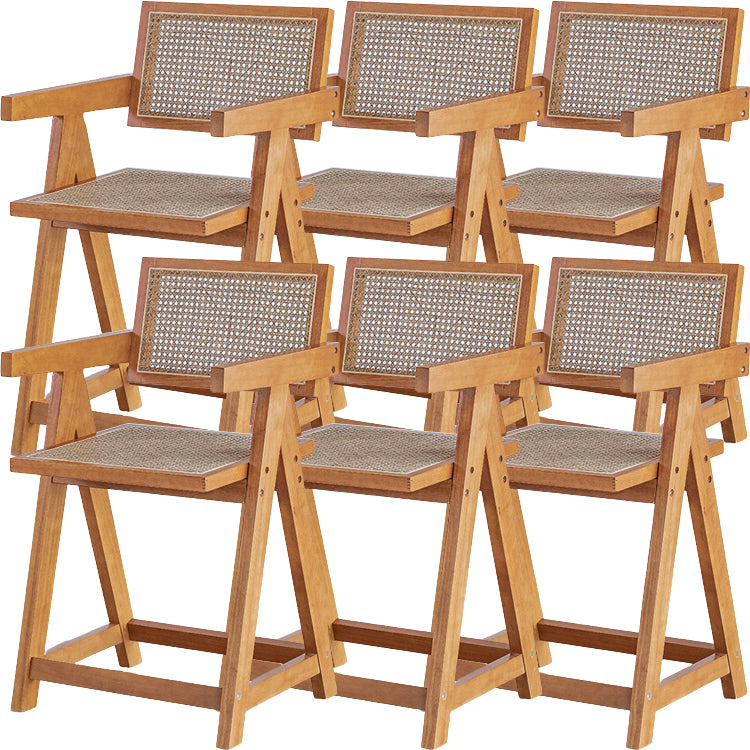 Contemporary Low Back Solid Wood Armed Bar Stool with Footrest