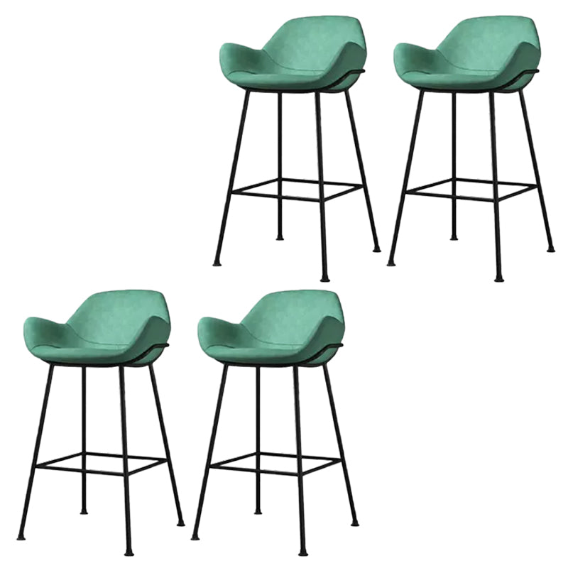 Modern Style Backrest Arm Counter Stool with Metal Base and Leather Cushion