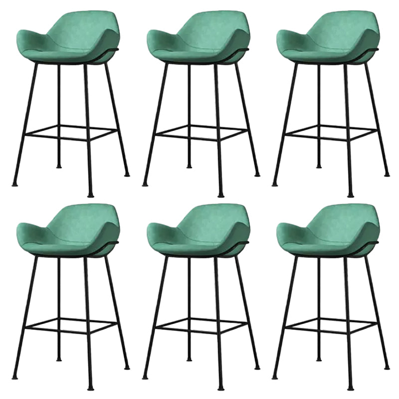 Modern Style Backrest Arm Counter Stool with Metal Base and Leather Cushion