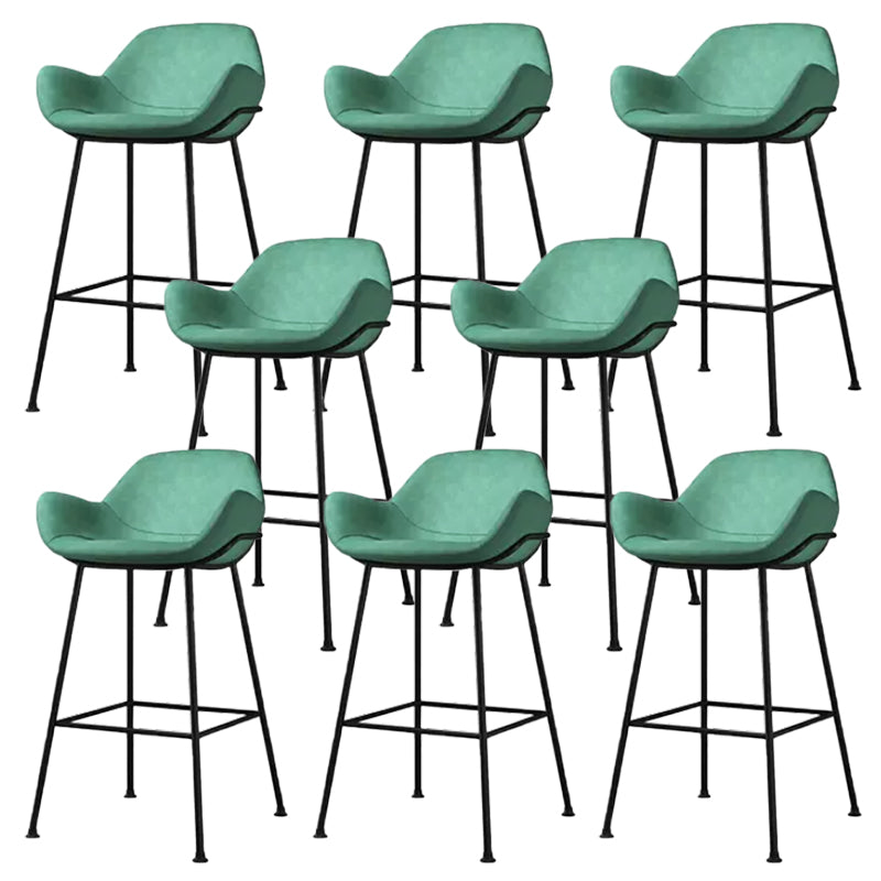 Modern Style Backrest Arm Counter Stool with Metal Base and Leather Cushion