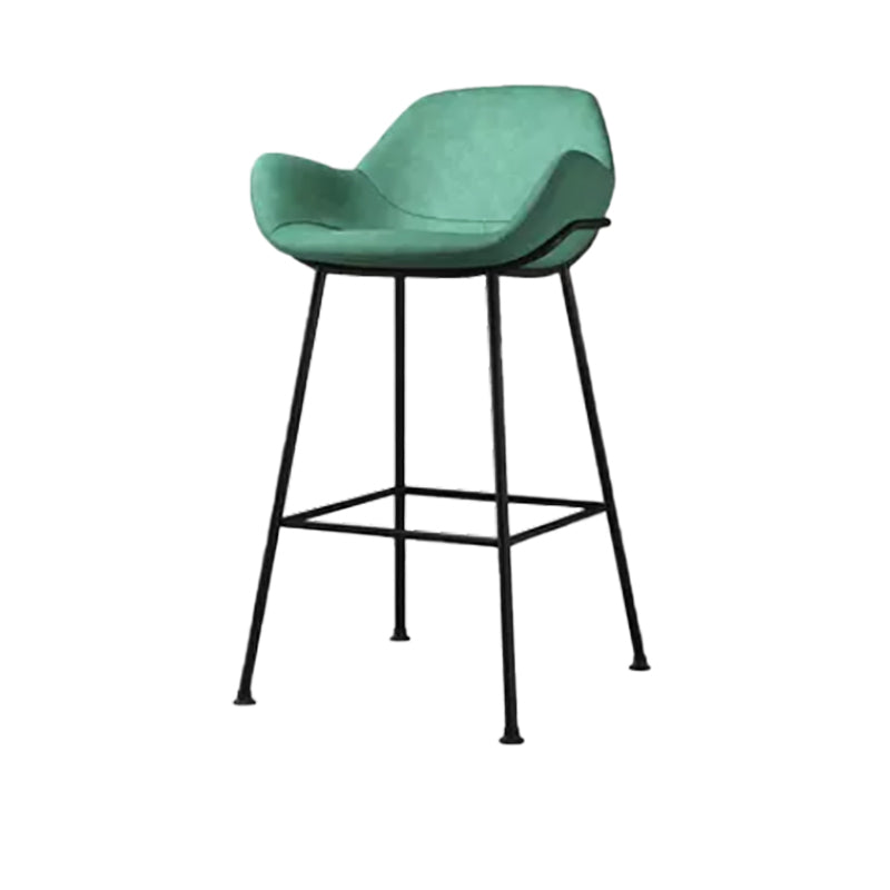 Modern Style Backrest Arm Counter Stool with Metal Base and Leather Cushion