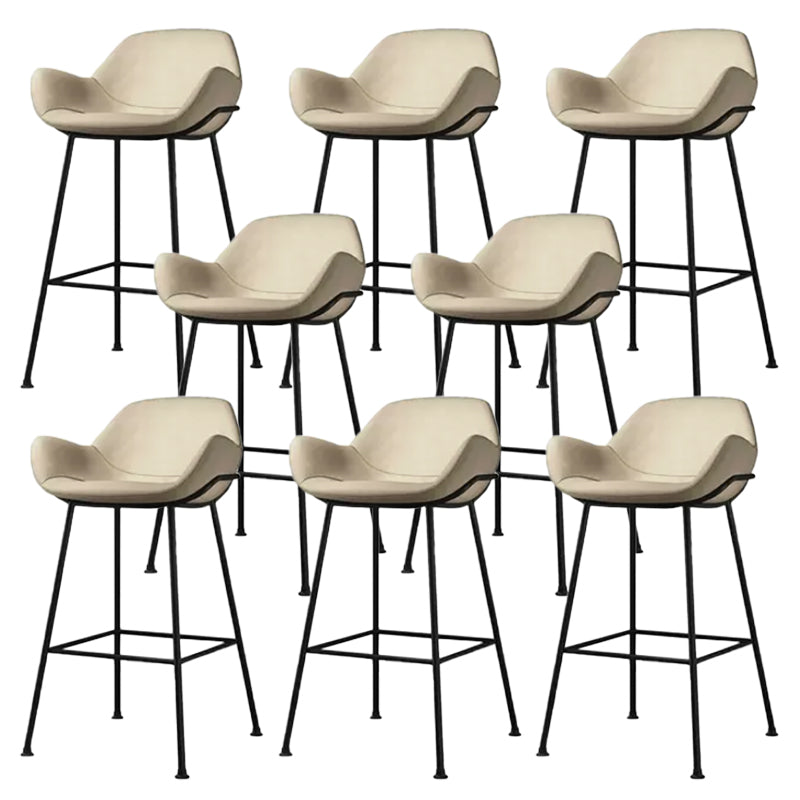 Modern Style Backrest Arm Counter Stool with Metal Base and Leather Cushion