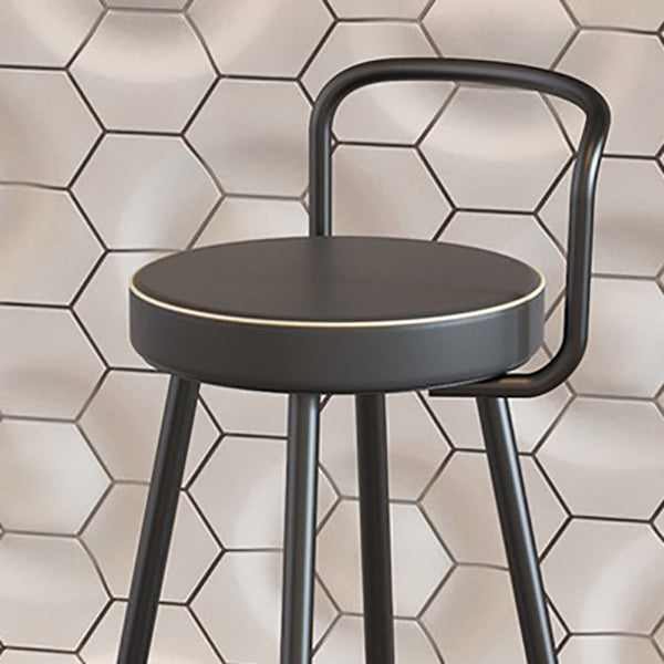 Contemporary Metal Backrest Counter High Stool with Leather Cushion