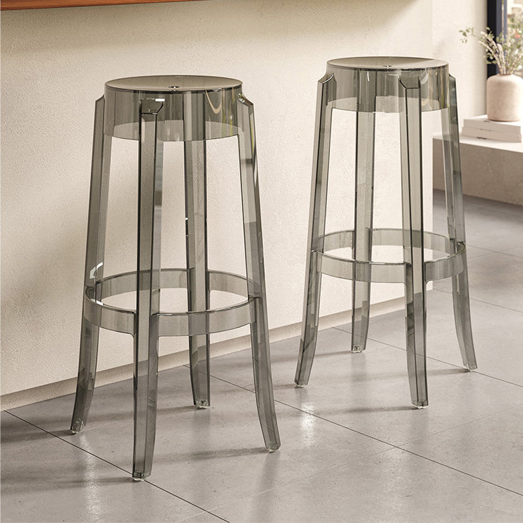 Contemporary Plastic Backless Counter High Stool with 4 Legs