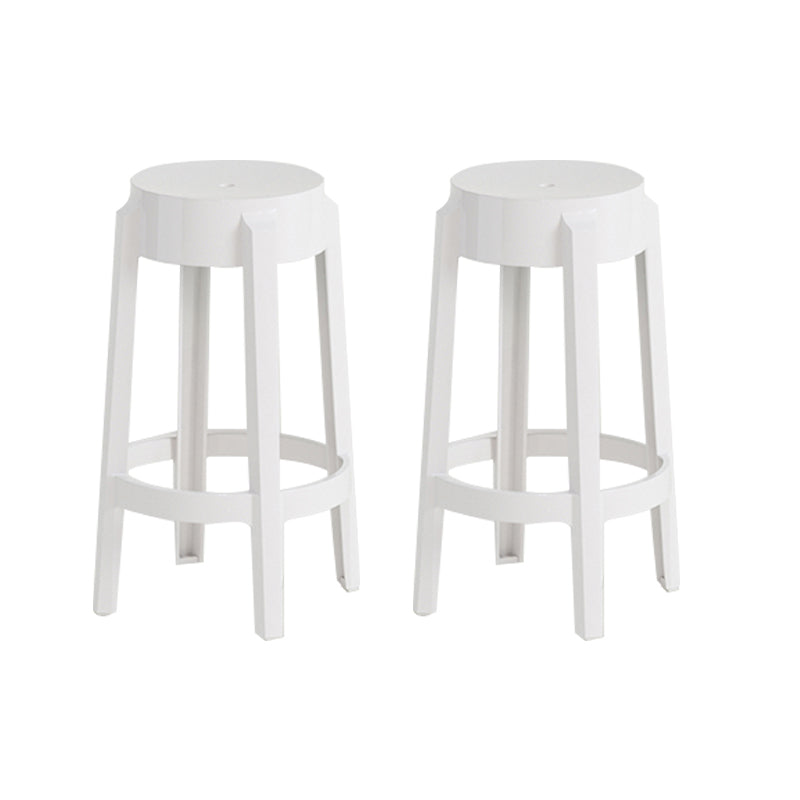 Contemporary Plastic Backless Counter High Stool with 4 Legs