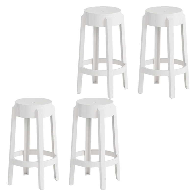 Contemporary Plastic Backless Counter High Stool with 4 Legs