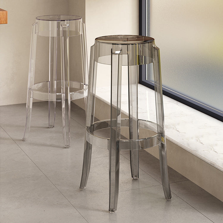 Contemporary Plastic Backless Counter High Stool with 4 Legs