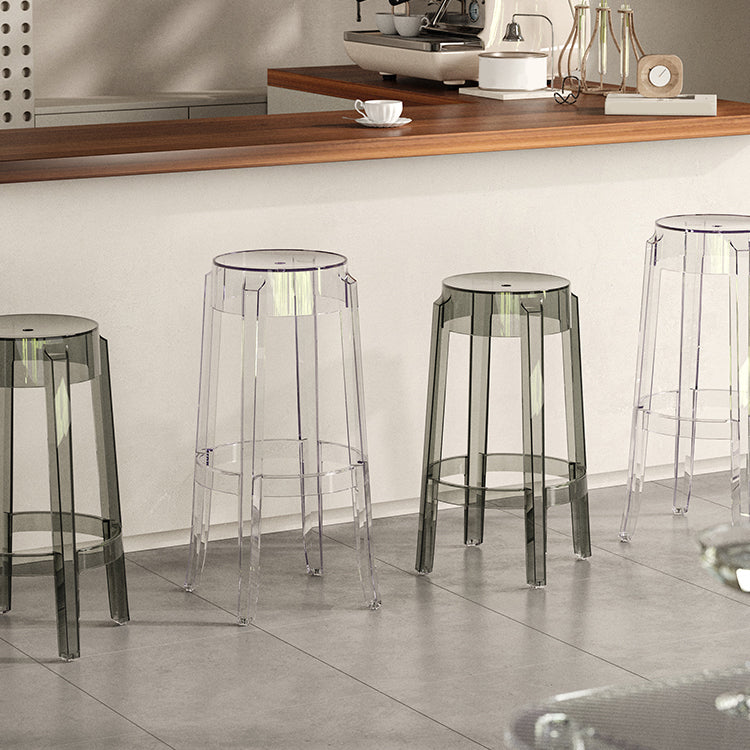 Contemporary Plastic Backless Counter High Stool with 4 Legs