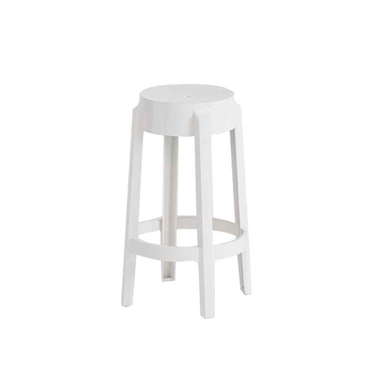 Contemporary Plastic Backless Counter High Stool with 4 Legs