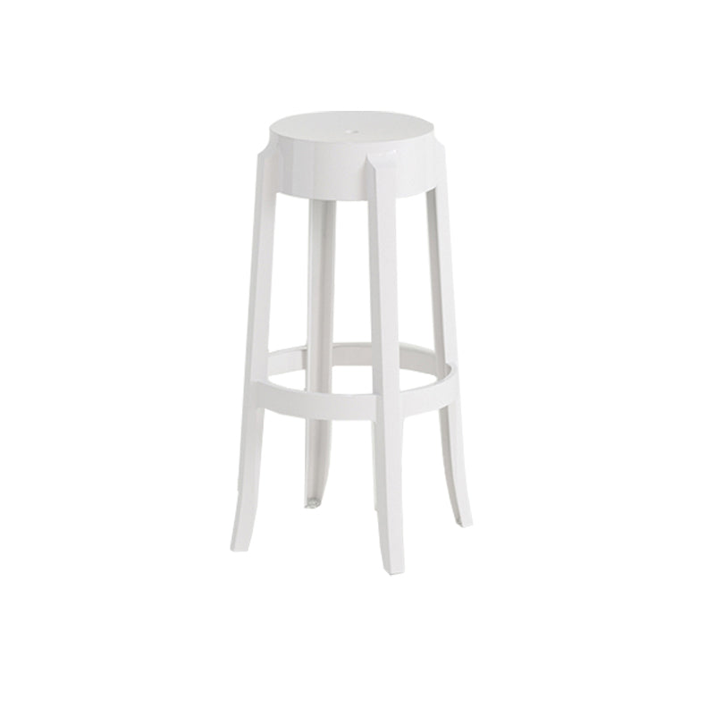 Contemporary Plastic Backless Counter High Stool with 4 Legs