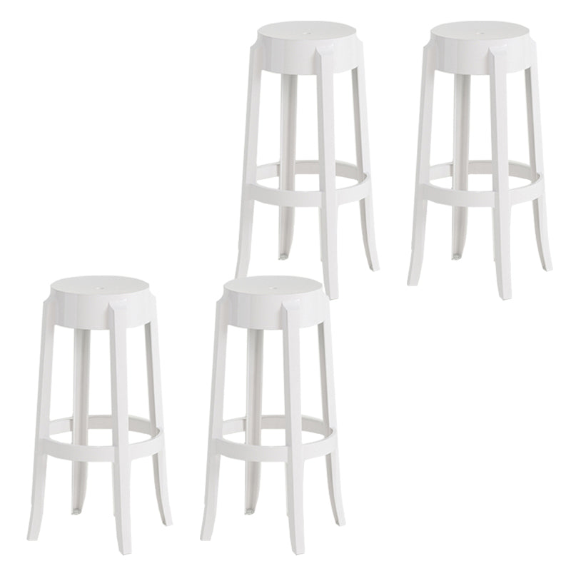 Contemporary Plastic Backless Counter High Stool with 4 Legs