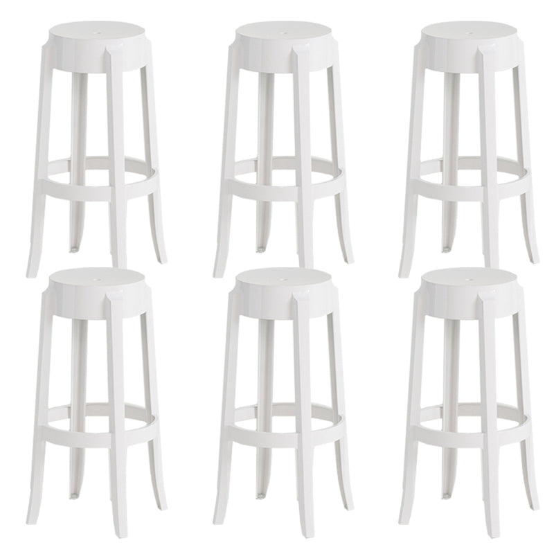 Contemporary Plastic Backless Counter High Stool with 4 Legs