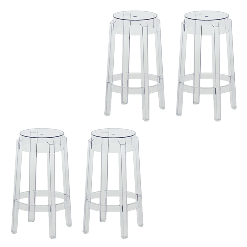 Contemporary Plastic Backless Counter High Stool with 4 Legs