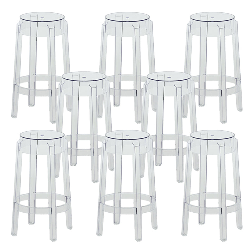 Contemporary Plastic Backless Counter High Stool with 4 Legs
