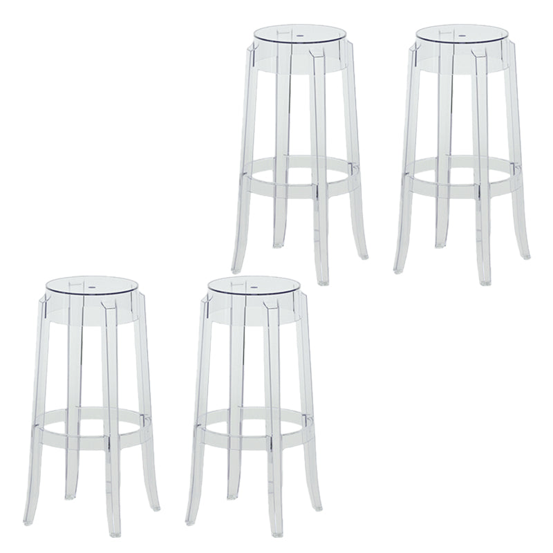 Contemporary Plastic Backless Counter High Stool with 4 Legs