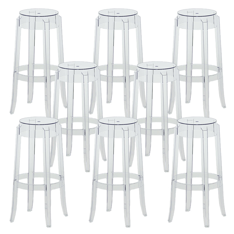Contemporary Plastic Backless Counter High Stool with 4 Legs