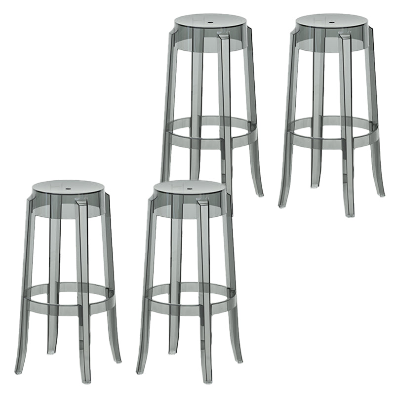 Contemporary Plastic Backless Counter High Stool with 4 Legs