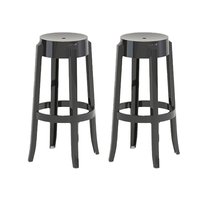 Contemporary Plastic Backless Counter High Stool with 4 Legs