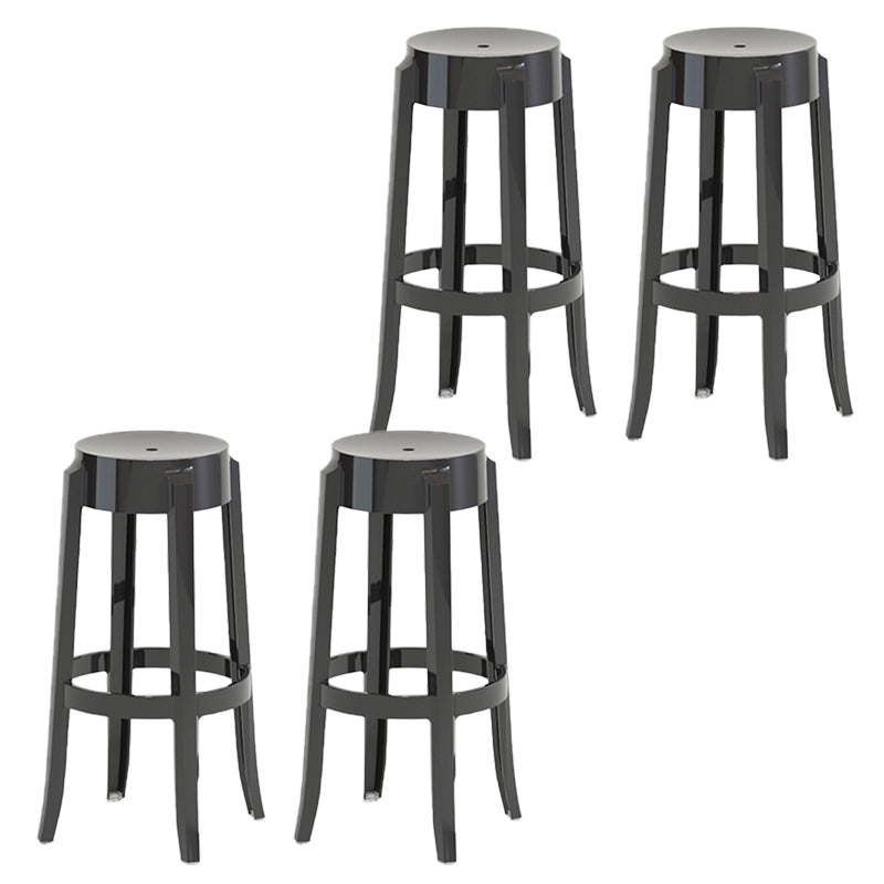 Contemporary Plastic Backless Counter High Stool with 4 Legs