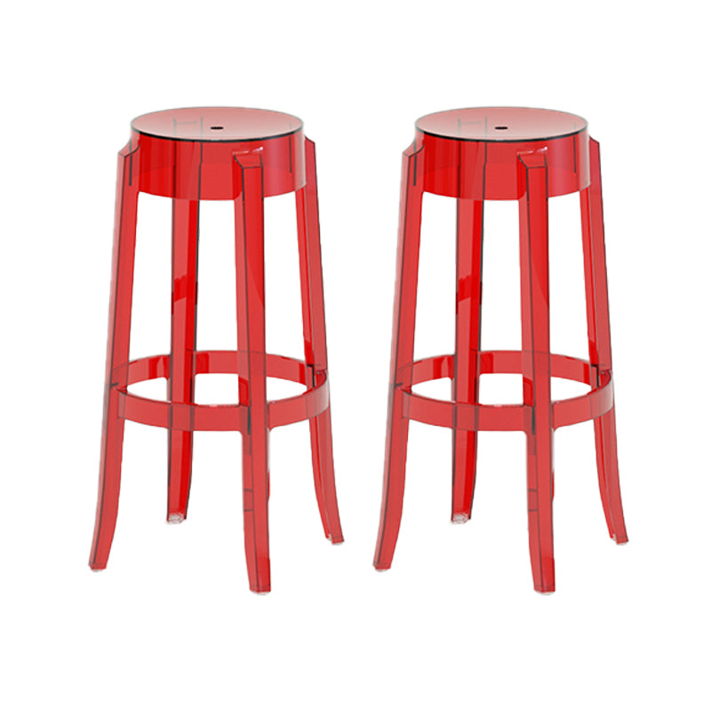 Contemporary Plastic Backless Counter High Stool with 4 Legs