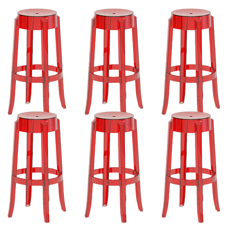 Contemporary Plastic Backless Counter High Stool with 4 Legs