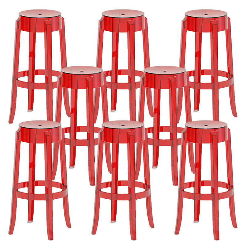 Contemporary Plastic Backless Counter High Stool with 4 Legs