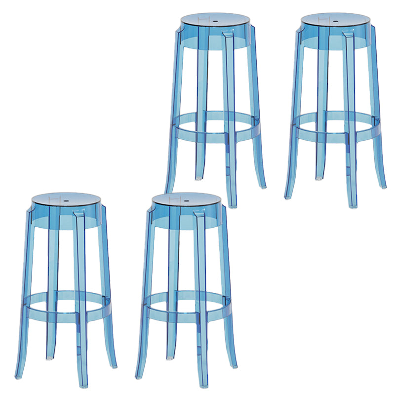 Contemporary Plastic Backless Counter High Stool with 4 Legs