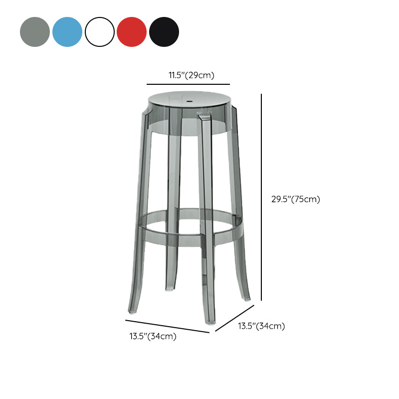 Contemporary Plastic Backless Counter High Stool with 4 Legs
