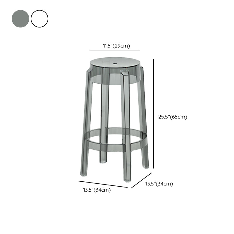 Contemporary Plastic Backless Counter High Stool with 4 Legs