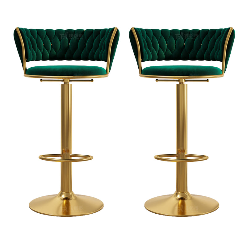 Modern Style Adjustable Backrest Counter Stool with Gold Base and Leather Cushion