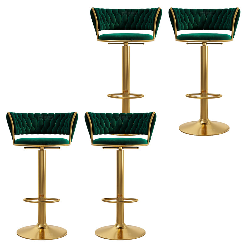 Modern Style Adjustable Backrest Counter Stool with Gold Base and Leather Cushion