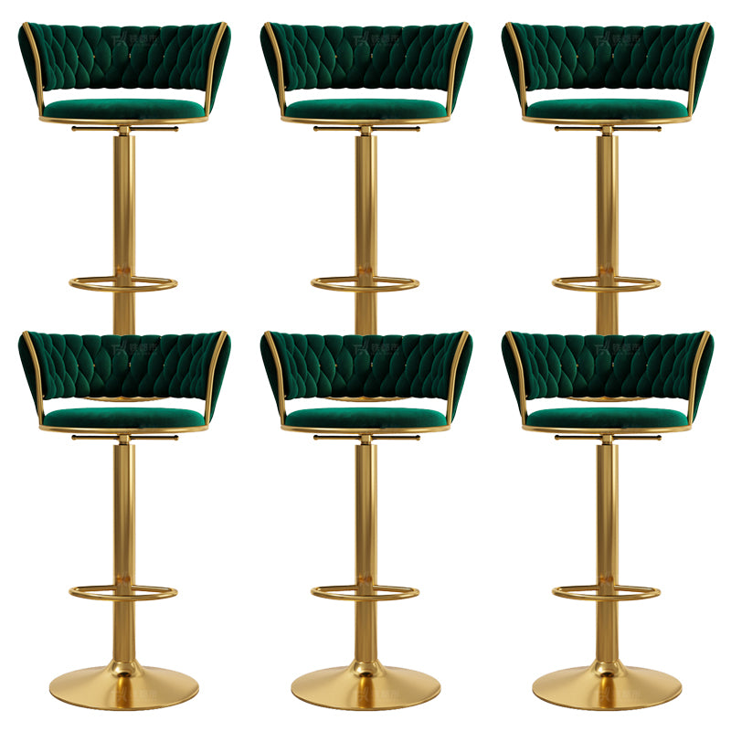 Modern Style Adjustable Backrest Counter Stool with Gold Base and Leather Cushion