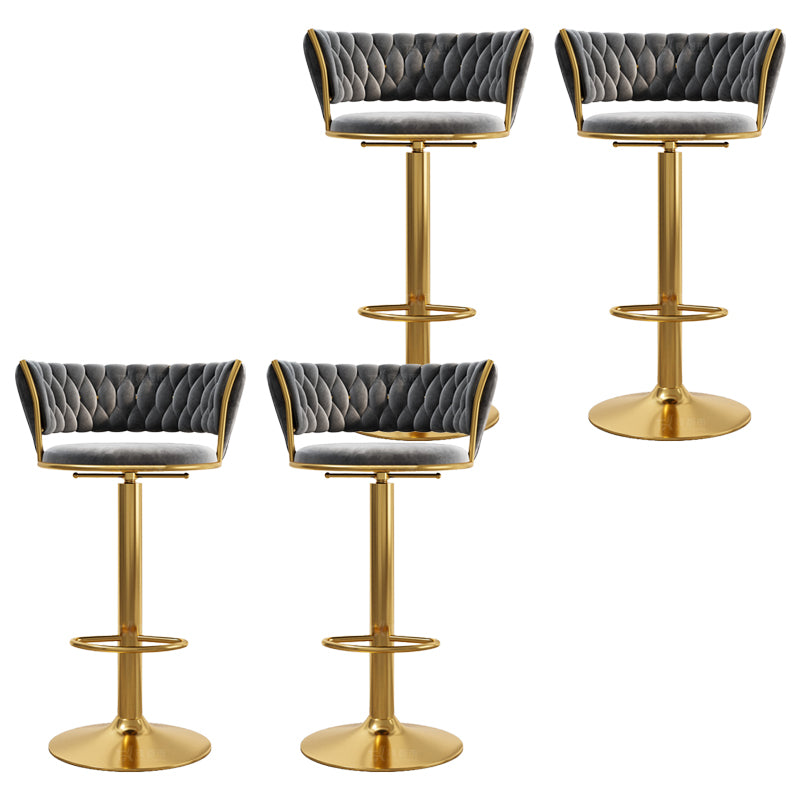 Modern Style Adjustable Backrest Counter Stool with Gold Base and Leather Cushion