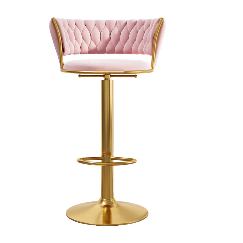 Modern Style Adjustable Backrest Counter Stool with Gold Base and Leather Cushion