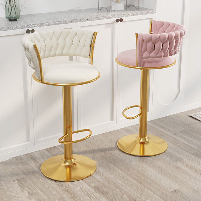 Modern Style Adjustable Backrest Counter Stool with Gold Base and Leather Cushion