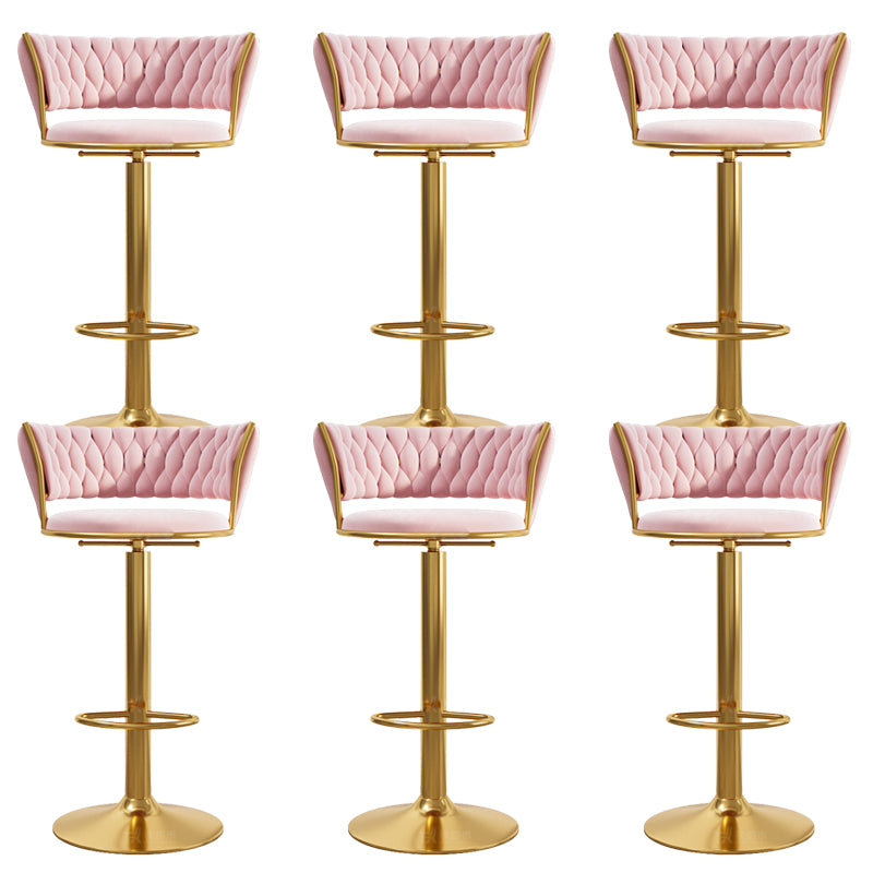 Modern Style Adjustable Backrest Counter Stool with Gold Base and Leather Cushion