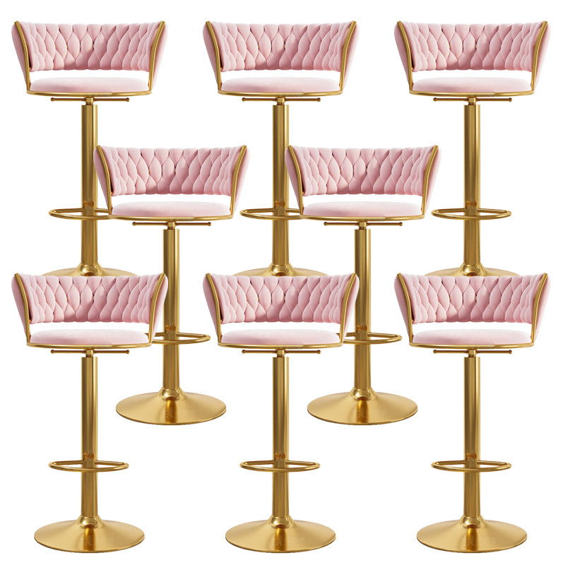 Modern Style Adjustable Backrest Counter Stool with Gold Base and Leather Cushion